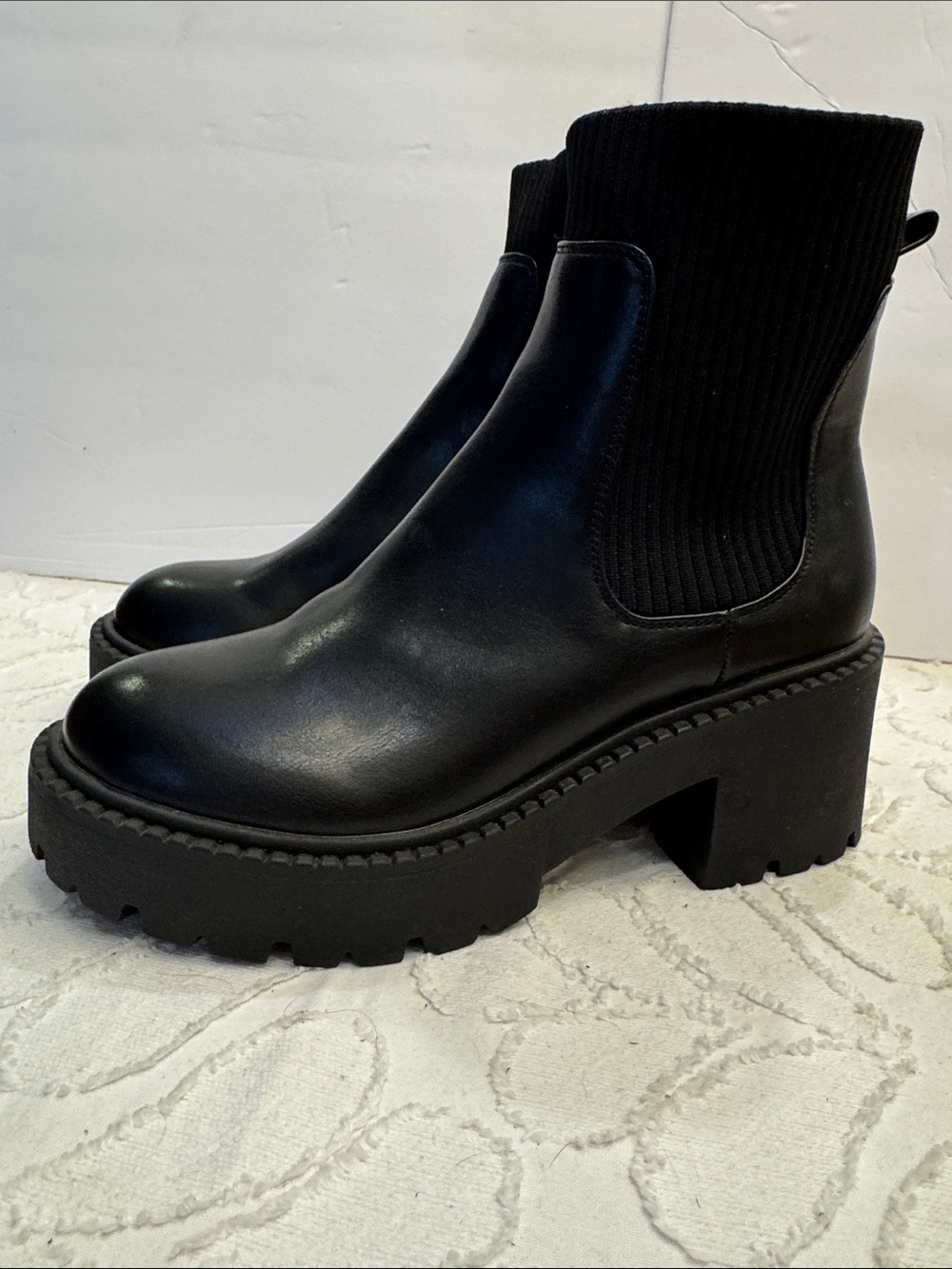 Madden Girl Black Chunky Platform Chelsea Booties